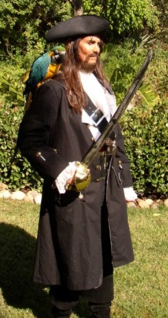 pirate with parrot to entertain at party or event